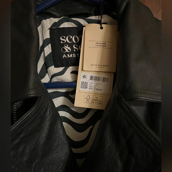 NWT: Men’s Scotch & Soda Leather Jacket - Sz L